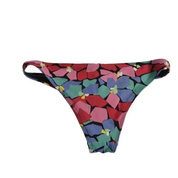Aerie Bikini Bottoms Floral Black Pink Red Blue Yellow Colorful Size Small - Picture 3 of 4